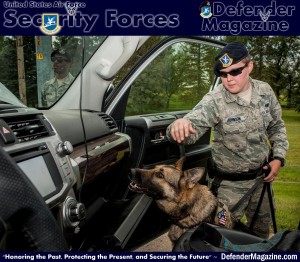 Senior Airman Heather Johnson, 5th Security Forces Squadron military working dog handler, gives her MWD Cyndy the command “seek” during a vehicle inspection on Minot Air Force Base, N.D., July 29, 2014. In addition to their duties on the base, Johnson and Cyndy also provide security for events off base. The two perform demonstrations for the local community, security checks for downtown events and at venues for Air Force events such as the Air Force Ball. (U.S. Air Force photo/Senior Airman Stephanie Morris)